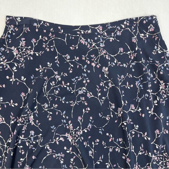 J. Jill Blue Pink Floral A-Line Rayon Midi Skirt Women’s Large - Picture 3 of 8